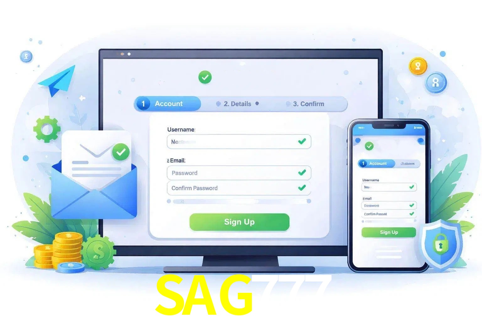 Registro de nuevo usuario y configuración de cuenta SAG777